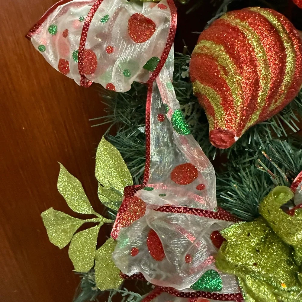 Home interiors Festive Green and Red Holiday Door Swag